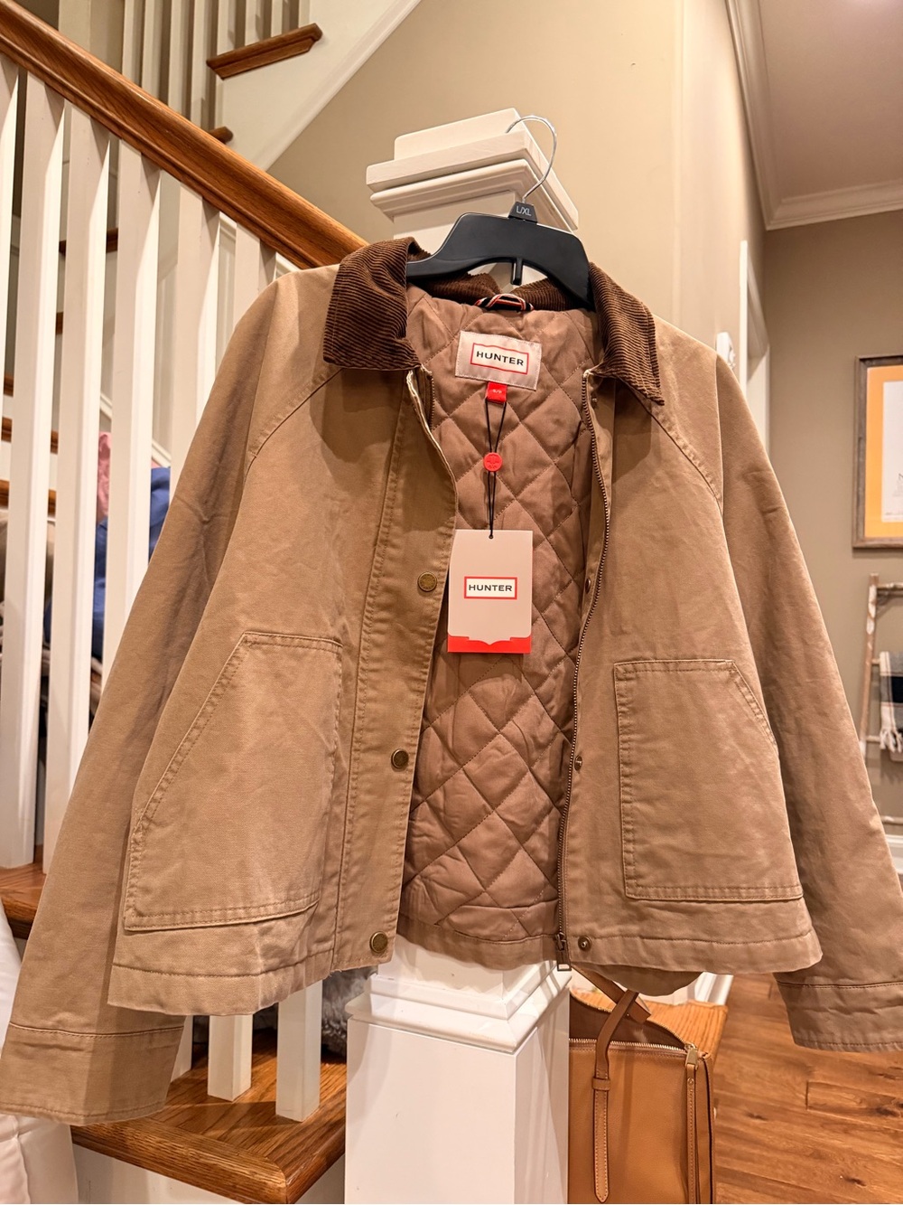 NEW WITH TAGS Mens Hunter Brand Tan Quilted Jean-Style Jacket